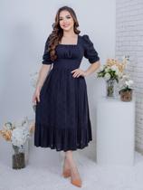 Vestido Maxi Midi com Manga Princesa Soltinho Festa Convidada