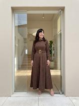 Vestido Maxi Midi, Marrom, em Lãzinha BM1377M Tamanho:M