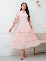 Vestido Maxi Midi para Festa de Casamento Convidada Madrinha Bordado Rodado Vestido Maxi Midi para Festa de Casamento Convidada Madrinha Bordado Rodado