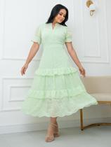 Vestido Maxi Midi para Festa de Casamento Convidada Madrinha Bordado Rodado