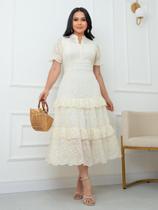 Vestido Maxi Midi para Festa de Casamento Convidada Madrinha Bordado Rodado