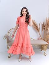 Vestido Maxi Midi Rodado Festa Convidada Com Babado