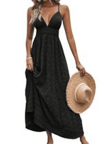 Vestido maxi Milumia Summer com decote em V sem encosto A Line para mulheres Vestido maxi Milumia Summer com decote em V sem encosto A Line para mulheres