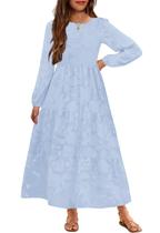 Vestido maxi MITILLY para meninas azul claro floral de 6 a 12 anos