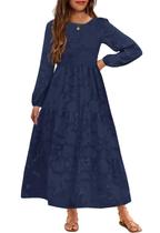 Vestido maxi MITILLY para meninas de outono de manga comprida com bolsos de 12 anos Vestido maxi MITILLY para meninas de outono de manga comprida com bolsos de 12 anos