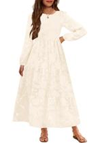 Vestido maxi MITILLY para meninas de outono, manga comprida, 6 a 12 anos, damasco Vestido maxi MITILLY para meninas de outono, manga comprida, 6 a 12 anos, damasco