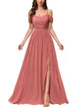Vestido maxi Miusol Off Shoulder com lantejoulas, decote em V, rosa