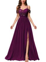 Vestido maxi Miusol Off Shoulder com lantejoulas divididas em marrom para mulheres