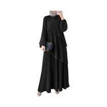 Vestido Maxi Modesto Feminino ZANZEA Com Camadas Plissadas E Patchwork, Manga Lanterninha, Abaya Vestido Maxi Modesto Feminino ZANZEA Com Camadas Plissadas E Patchwork, Manga Lanterninha, Abaya