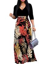 Vestido maxi mollyer plus size com decote em V com bolsos para mulheres Vestido maxi mollyer plus size com decote em V com bolsos para mulheres