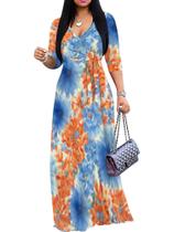 Vestido maxi mollyer plus size com decote em V com bolsos para mulheres Vestido maxi mollyer plus size com decote em V com bolsos para mulheres