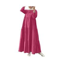 Vestido Maxi Muçulmano Longo Para Mulheres, Moda De Outono, Decote Redondo, Abaya Maxi Solta Em Vestido Maxi Muçulmano Longo Para Mulheres, Moda De Outono, Decote Redondo, Abaya Maxi Solta Em