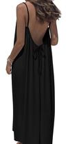 Vestido Maxi OFEEFAN 2026 Preto com Costas Nuas e Alças Finas XL