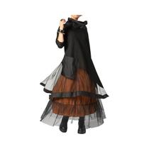 Vestido Maxi Preto plus Size Com Patchwork Em Tule E Mangas Longas, Decote Cowl, Corte Assimétrico