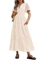 Vestido maxi PRETTYGARDEN 2025 de verão com decote em V para mulheres Vestido maxi PRETTYGARDEN 2025 de verão com decote em V para mulheres