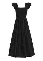 Vestido maxi PRETTYGARDEN com gola quadrada, vestido em linha, preto