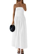 Vestido maxi PRETTYGARDEN feminino 2025 elegante sem alças branco