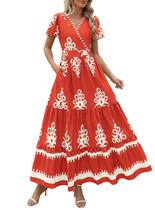 Vestido maxi PRETTYGARDEN feminino 2025, verão, decote em V, floral