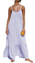 Vestido maxi R.Vivimos, alça de espaguete ajustável de algodão de verão Vestido maxi R.Vivimos, alça de espaguete ajustável de algodão de verão