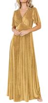 Vestido maxi R.Vivimos Velvet Outono Inverno com decote em V para mulheres Vestido maxi R.Vivimos Velvet Outono Inverno com decote em V para mulheres