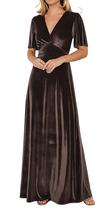 Vestido maxi R.Vivimos Velvet Outono Inverno com decote em V para mulheres Vestido maxi R.Vivimos Velvet Outono Inverno com decote em V para mulheres