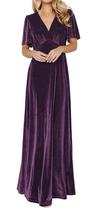 Vestido maxi R.Vivimos Velvet Outono Inverno com decote em V para mulheres Vestido maxi R.Vivimos Velvet Outono Inverno com decote em V para mulheres