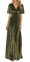 Vestido maxi R.Vivimos Velvet outono/inverno para mulheres, verde militar Vestido maxi R.Vivimos Velvet outono/inverno para mulheres, verde militar