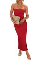 Vestido Maxi Rojo PRETTYGARDEN Strapless Ajustado XL
