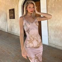 Vestido Maxi Sem Mangas Com Estampa Floral, Feminino, Verão, Chique, Festa Na Praia, Decote Em V,