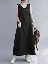 Vestido Maxi Sem Mangas Feminino Verão 2023 Com Alças Ajustáveis E Bolsos Moda Trabalho E Streetwear