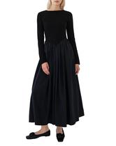 Vestido Maxi SHBECYDE - Gola de Barco, Manga Comprida e Cintura Caída (Preto)