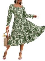 Vestido maxi Simplee Apparel Spring manga comprida floral verde Vestido maxi Simplee Apparel Spring manga comprida floral verde