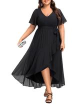 Vestido maxi Talisea Mother of Bride plus size High Low Black