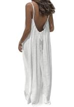 Vestido maxi TFNOSIZE feminino de verão sem encosto com alça espaguete