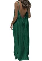 Vestido maxi TFNOSIZE feminino de verão sem encosto verde escuro Vestido maxi TFNOSIZE feminino de verão sem encosto verde escuro