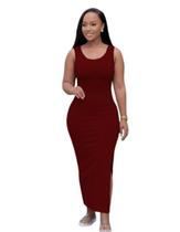 Vestido maxi TOPSRANI Wine casual sem mangas para mulheres
