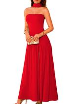 Vestido Maxi Tube feminino ChiaoleZhee com lenço vermelho tamanho M Vestido Maxi Tube feminino ChiaoleZhee com lenço vermelho tamanho M