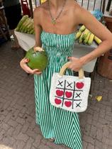 Vestido Maxi Verde Listrado Sem Alças E Costas Descobertas Para Mulheres, Casual De Verão, Praia,