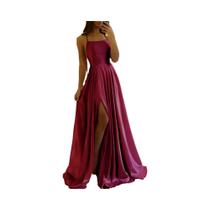 Vestido Maxi Verde Sálvia Com Decote Drapeado E Alças Finas, Fenda Na Perna, Para Verão, Praia,