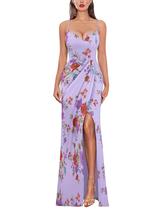Vestido maxi VFSHOW Wedding Guest, franzido, com fenda alta, feminino Vestido maxi VFSHOW Wedding Guest, franzido, com fenda alta, feminino