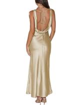 Vestido maxi VUBIYA Silk com decote em V, sem encosto, sem mangas para mulheres Vestido maxi VUBIYA Silk com decote em V, sem encosto, sem mangas para mulheres
