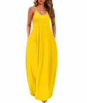 Vestido maxi Wolddress feminino 2025 casual sem mangas amarelo S