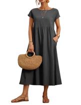 Vestido maxi WROLEM, casual de verão para mulheres, cinza escuro