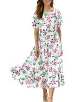 Vestido maxi YESNO feminino de verão, manga folhada, manga folhada, praia