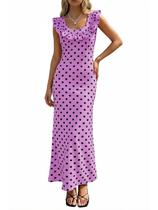 Vestido maxi Yousify Off Shoulder Bodycon de bolinhas para mulher