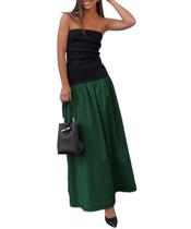 Vestido maxi YOXUA feminino de verão sem alças, sem mangas, verde