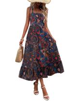 Vestido maxi Zeagoo Summer 2025 para mulheres floral com bolsos