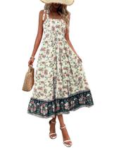 Vestido maxi Zeagoo Summer 2025 para mulheres floral com bolsos