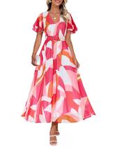 Vestido maxi ZESICA 2025 com estampa floral casual de verão para mulheres