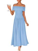 Vestido maxi ZESICA 2025 de verão sem ombro para mulheres Vestido maxi ZESICA 2025 de verão sem ombro para mulheres